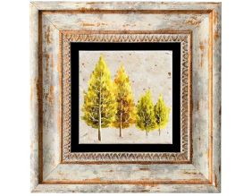 Tableau décoratif en bois et métal 20 x 20 cm (Arbres)