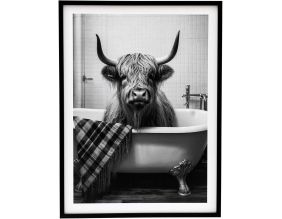 Tableau décoratif noir et blanc Cow bath (45 x 60 cm)