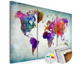 Tableau en liège - World in Colors [Cork Map] (90x60)