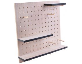 Tableau mural avec étagères modulables en bois