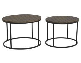 Tables basses en métal et bois (Lot de 2)