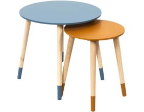 Tables gigognes bicolores Scandi (Lot de 2) (Bleu et jaune)