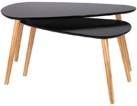 Tables gigognes en bois galet (Lot de 2) (Noir)