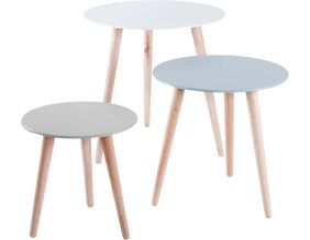 Tables gigognes colorées Stockholm (Lot de 3) (Blanc/Bleu/Gris)