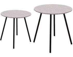 Tables gigognes plateau effet granit Pluton (Lot de 2) (Gris)