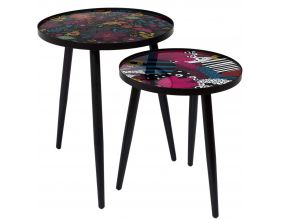 Tables gigognes plateaux imprimés Olga (Lot de 2)