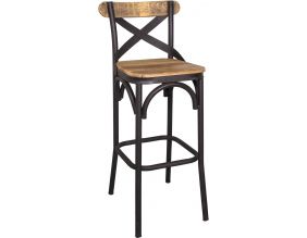 Tabouret de bar assise en bois d'orme