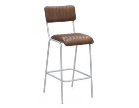 Tabouret de bar en cuir et métal (Hauteur siège 75 cm)