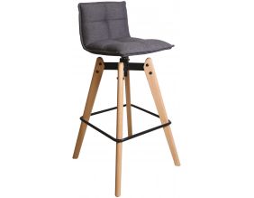 Tabouret de bar design avec pieds en chêne (Gris clair)