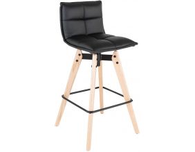 Tabouret de bar design avec pieds en chêne (Noir)