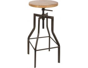 Tabouret de bar industriel en métal et bois Ace
