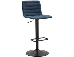 Tabouret de bar en métal assise et dossier matelassé hauteur réglable (Noir et bleu)