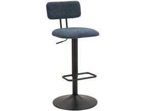Tabouret de bar en métal avec dossier hauteur réglable (Noir et bleu)