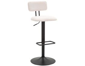 Tabouret de bar en métal avec dossier hauteur réglable (Noir et blanc)