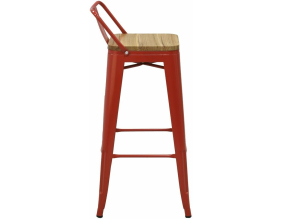 Tabouret de bar en métal laqué et bois d'orme huilé (Lot de 2) (Rouge)