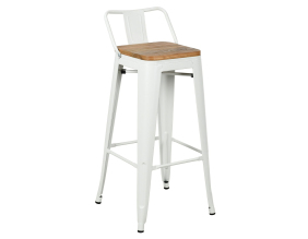 Tabouret de bar en métal et bois d'orme huilé (Blanc)