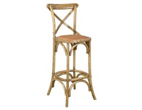 Tabouret de bar bois et rotin Bistrot chic (Orme naturel)