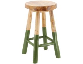 Tabouret rond en teck massif - Arden (Kaki)