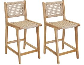 Tabouret de bar en teck naturel BAIA (Lot de 2) (Hauteur 110 cm)