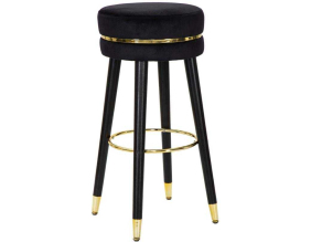 Tabouret de bar en tissu Paris (Noir et doré)