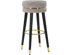 Tabouret de bar en tissu et métal Paris 35 x 74 cm (Argent - Noir et Doré)
