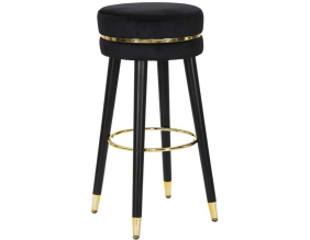 Tabouret de bar en tissu et métal Paris 35 x 74 cm (Noir et Doré)