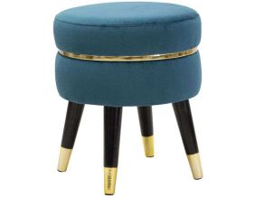 Tabouret bas en tissu Paris 35 x 40.5 cm (Bleu et doré)