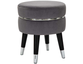 Tabouret bas en tissu Paris 35 x 40.5 cm (Gris et argent)