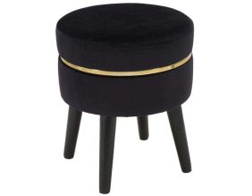 Tabouret bas en tissu Paris 35 x 40.5 cm (Noir et doré)