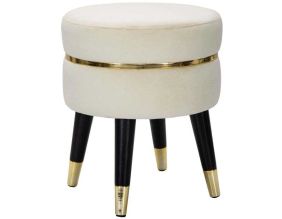 Tabouret bas en tissu Paris 35 x 40.5 cm (Crème et doré )