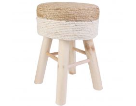 Tabouret en bois assise tressée Nude