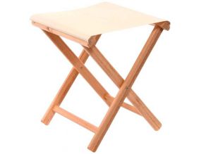 Tabouret bois d'eucalyptus tissu 100% coton Elvas (Ecru)