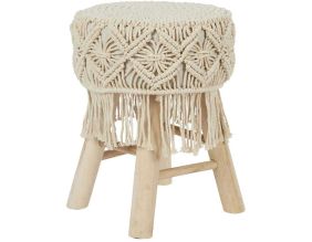 Tabouret en bois et tissu Boho