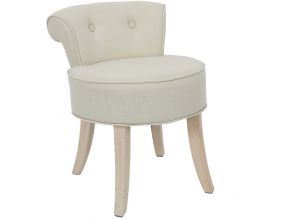Tabouret en bois et tissu Eleonore (Beige)