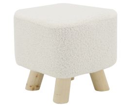 Tabouret carré enfant en coton bouclettes