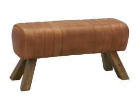 Tabouret en cuir et bois