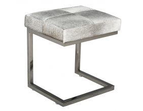 Tabouret design en peau de vache et acier chromé