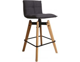 Tabouret haut design avec pieds en chêne (Gris clair)
