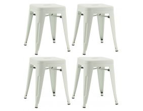 Tabouret industriel en métal laqué (Lot de 4) (Blanc)
