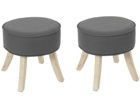 Tabouret en lin et bois Roméo (Lot de 2) (Gris)