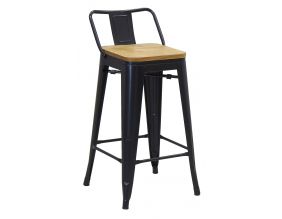Tabouret en métal et bois d'orme huilé