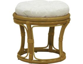 Tabouret en rotin avec coussin Uni (Miel)