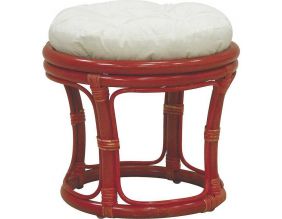 Tabouret en rotin avec coussin Uni (Rouge)