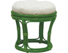 Tabouret en rotin avec coussin Uni (Vert)