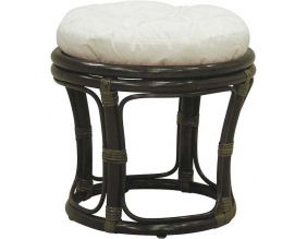 Tabouret en rotin avec coussin Uni (Noir)