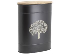 Tabouret et seau à pellets en métal  (Métal noir Arbre)