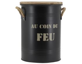 Tabouret et seau à pellets en métal Métal noir Arbre - Cdiscount