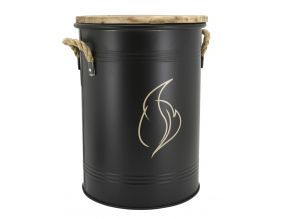 Tabouret et seau à pellets (Métal laqué Flamme)