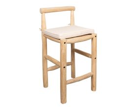 Tabouret haut en branches de teck naturel