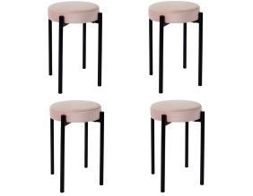 Tabouret en velours empilable Bubble (Lot de 4) (Rose poudré)